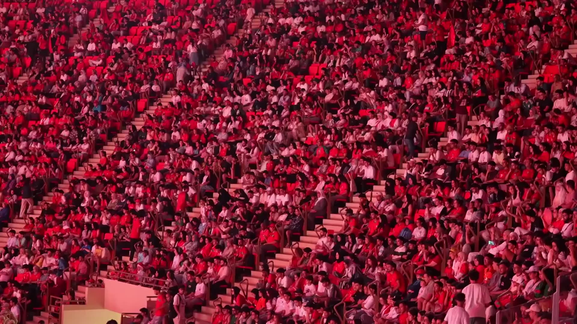 Video thumbnail for Morocco: Moroccan fans pack Rabat stadium to watch World Cup quarterfinal against France.