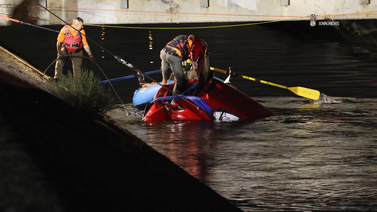 Video thumbnail for US, Bakersfield: Bakersfield Search and Rescue Assist Recovery of Car Submerged in Canal.