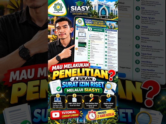 Video thumbnail for Mau Penelitian? Begini Cara Ajukan Surat Izin Riset di SIASY!