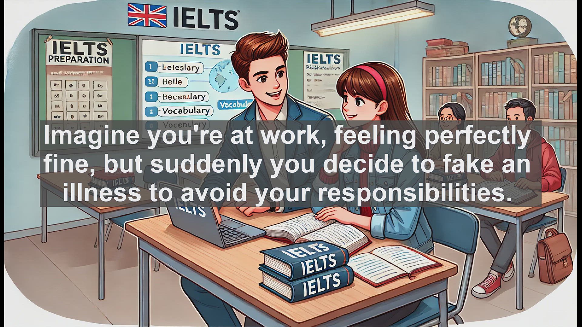 'Video thumbnail for 2000 Must Know IELTS 9.0 Vocabulary - Malinger: Faking Illness to Avoid Work - IELTS Vocabulary'