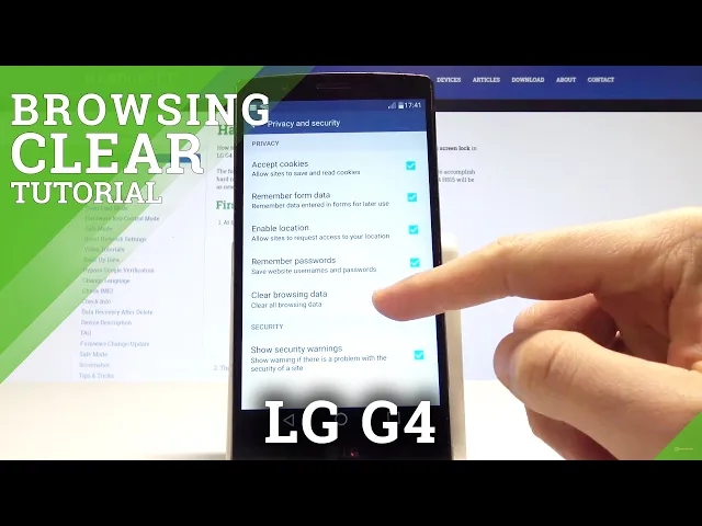Video thumbnail for How to Clear Browsing Data on LG G4 - Reset Browser History / Delete Cookies