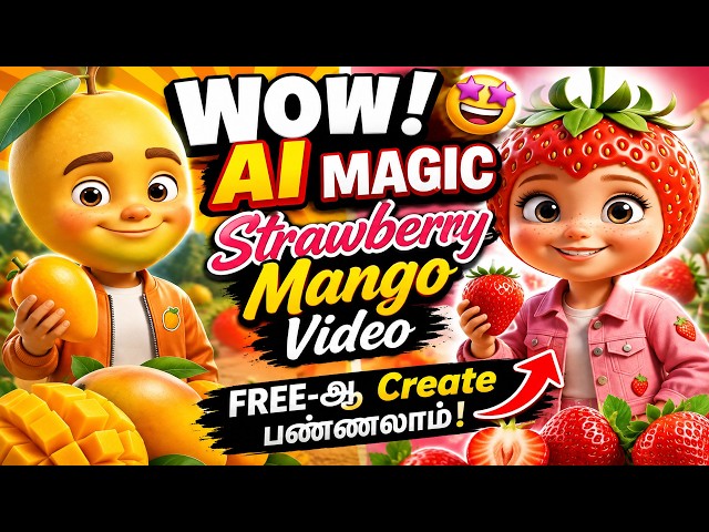 Video thumbnail for Strawberry Mango AI Video Creation FREE 🔥 | Create 3D Cartoon Videos with AI Tamil