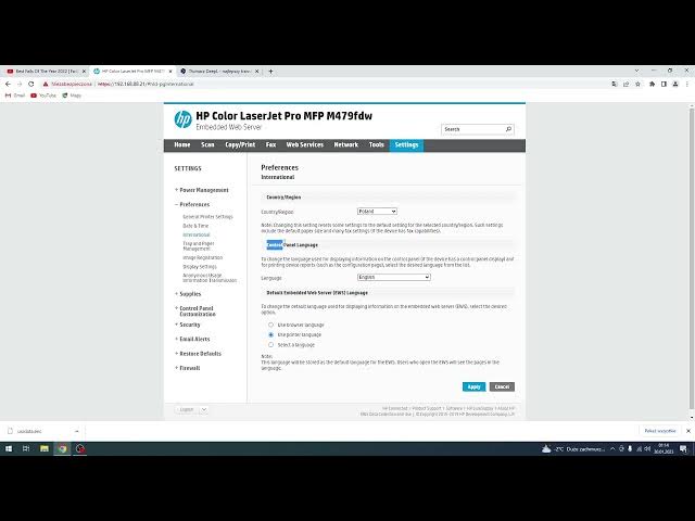 Video thumbnail for How to change EWS language on Hp Color LaserJet Pro / HP EWS language interface