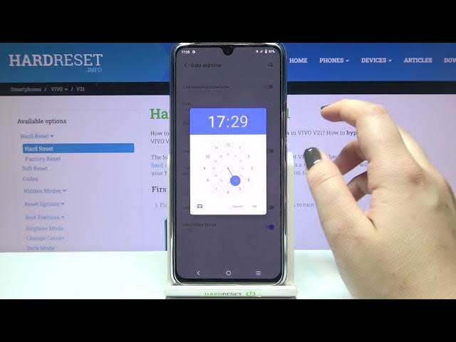 Video thumbnail for How to Change Time & Date on VIVO V21 – Time Settings