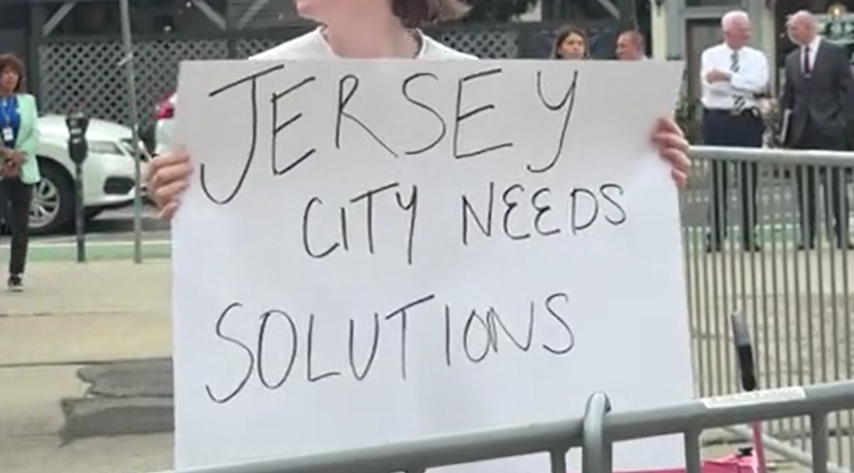 Video thumbnail for Protesters in Jersey City take aim at the mayor and council's decision to hike taxes 15.5%