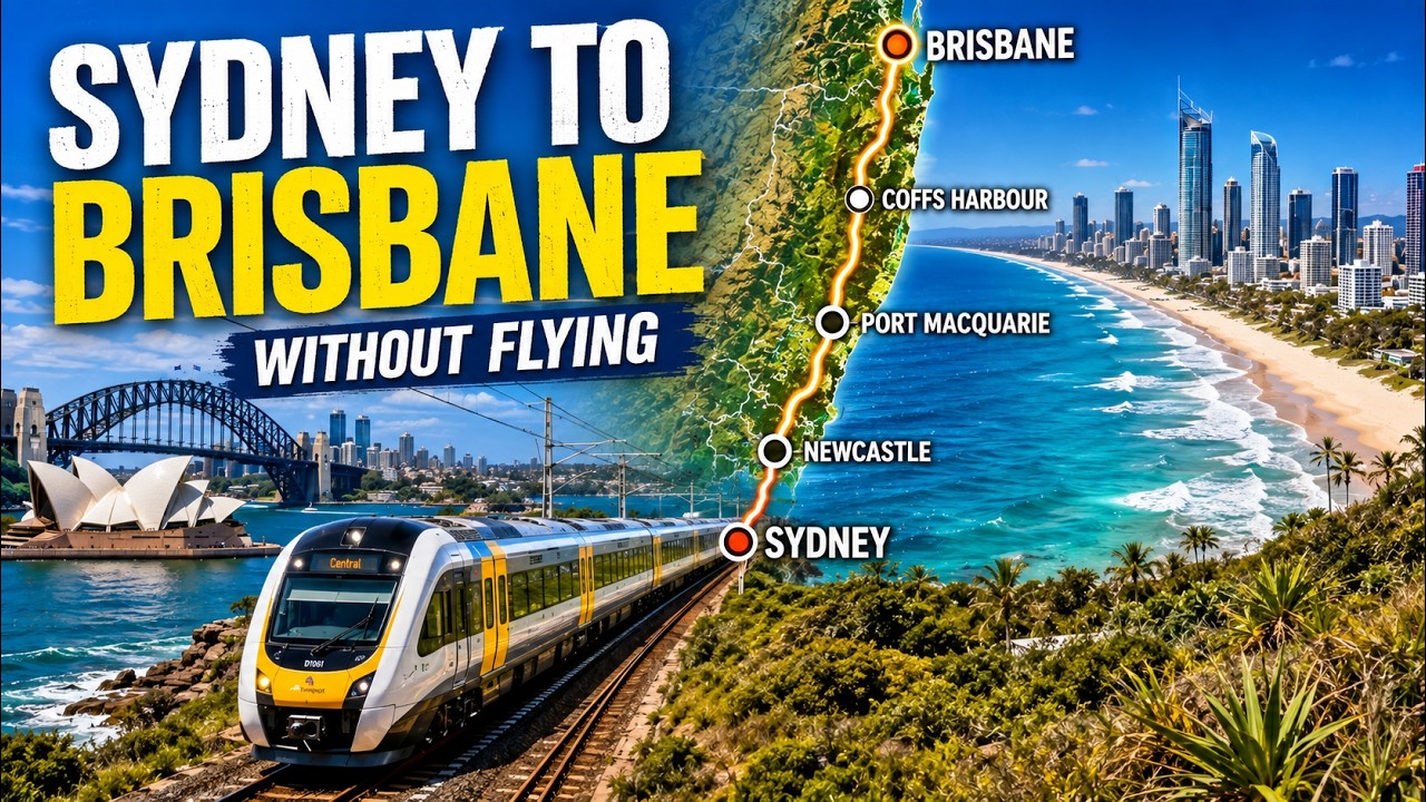 Video thumbnail for Sydney to Brisbane Road Trip Train, Bus & Uber | Australia 2026