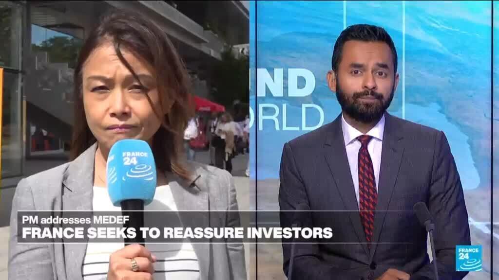 'Video thumbnail for French PM Bayrou addresses MEDEF and seeks to reassure investors'