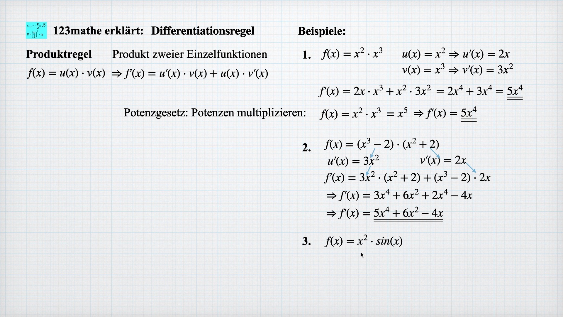 'Video thumbnail for Differentiationsregel Produktregel '