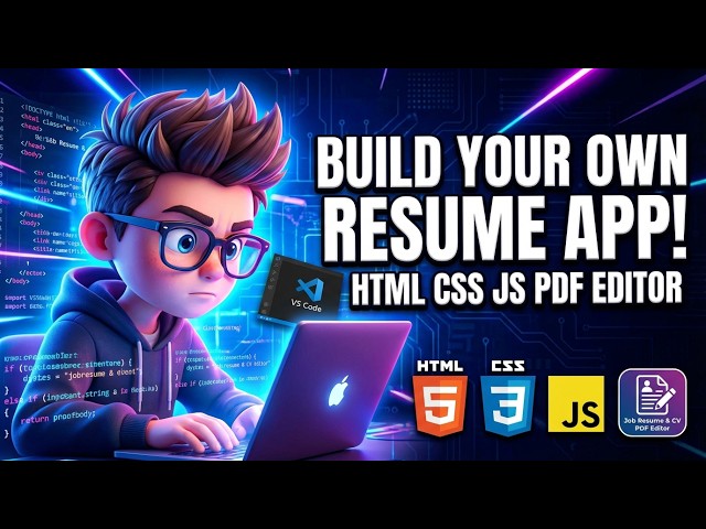 Video thumbnail for Build a Job Resume & CV PDF Editor Static Web App in Browser Using HTML CSS & JavaScript