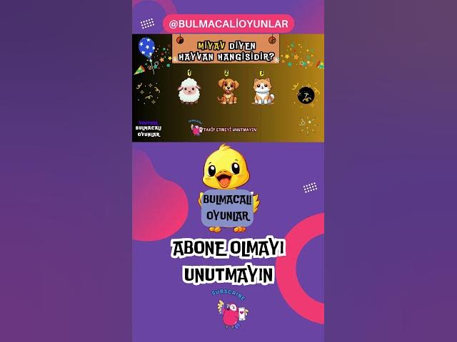 Video thumbnail for HAYVANLARI VE SESLERİNİ BUL PUANLARI TOPLA ŞAMPİYON OL #12 #bulmacaoyunları #oyunlar #hayvanlar