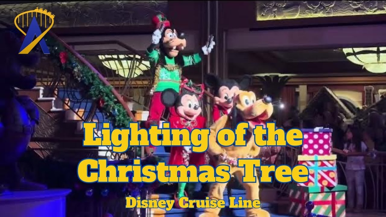 Video thumbnail for Christmas Tree Lighting on the Disney Dream Cruise Ship