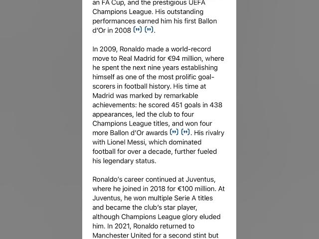 'Video thumbnail for From Funchal to Football Immortality: The Untold Story of Cristiano Ronaldo’s Rise to Glory'