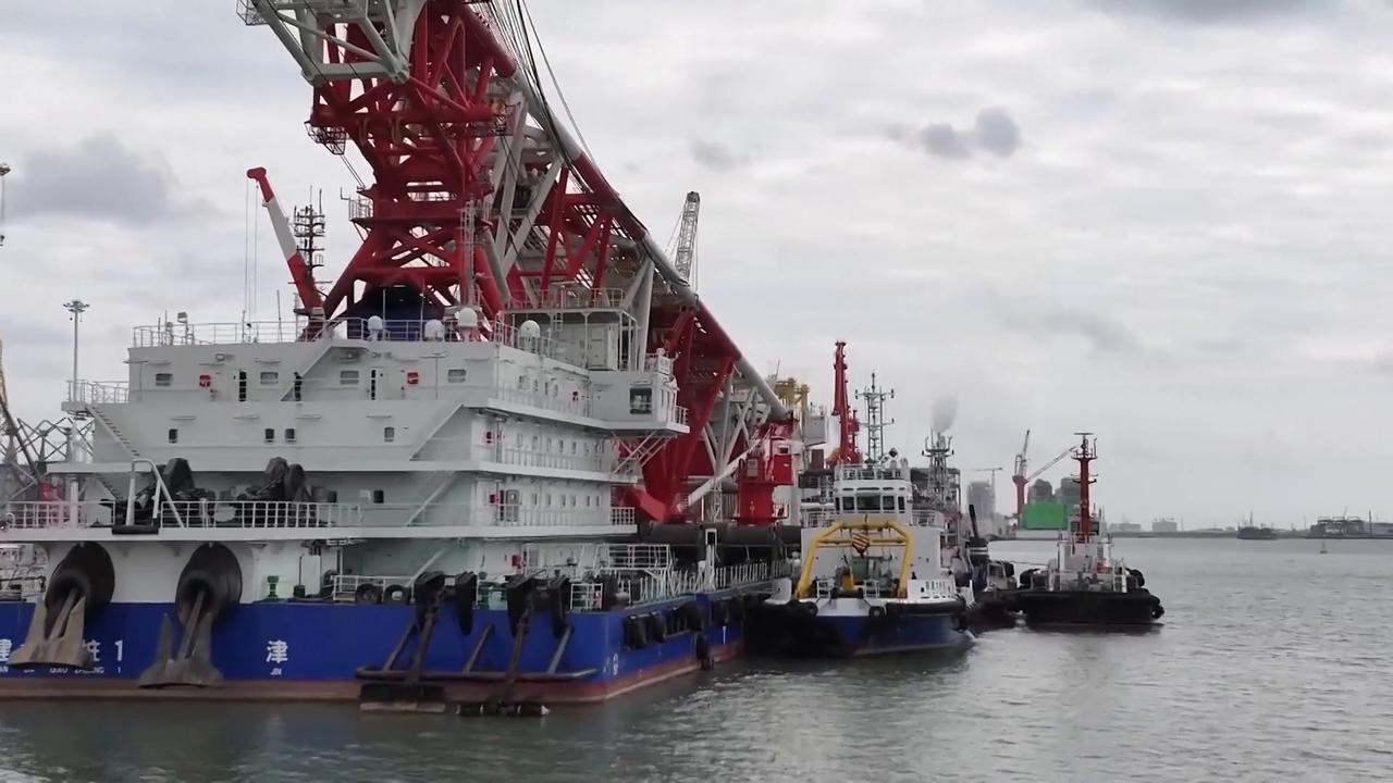 Video thumbnail for China: China-developed pile-driving vessel heads to Brazil for landmark bridge project.