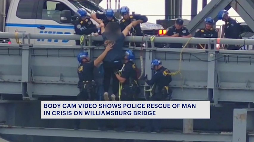 Video thumbnail for ‘We care about you.’ NYPD video shows Williamsburg Bridge rescue