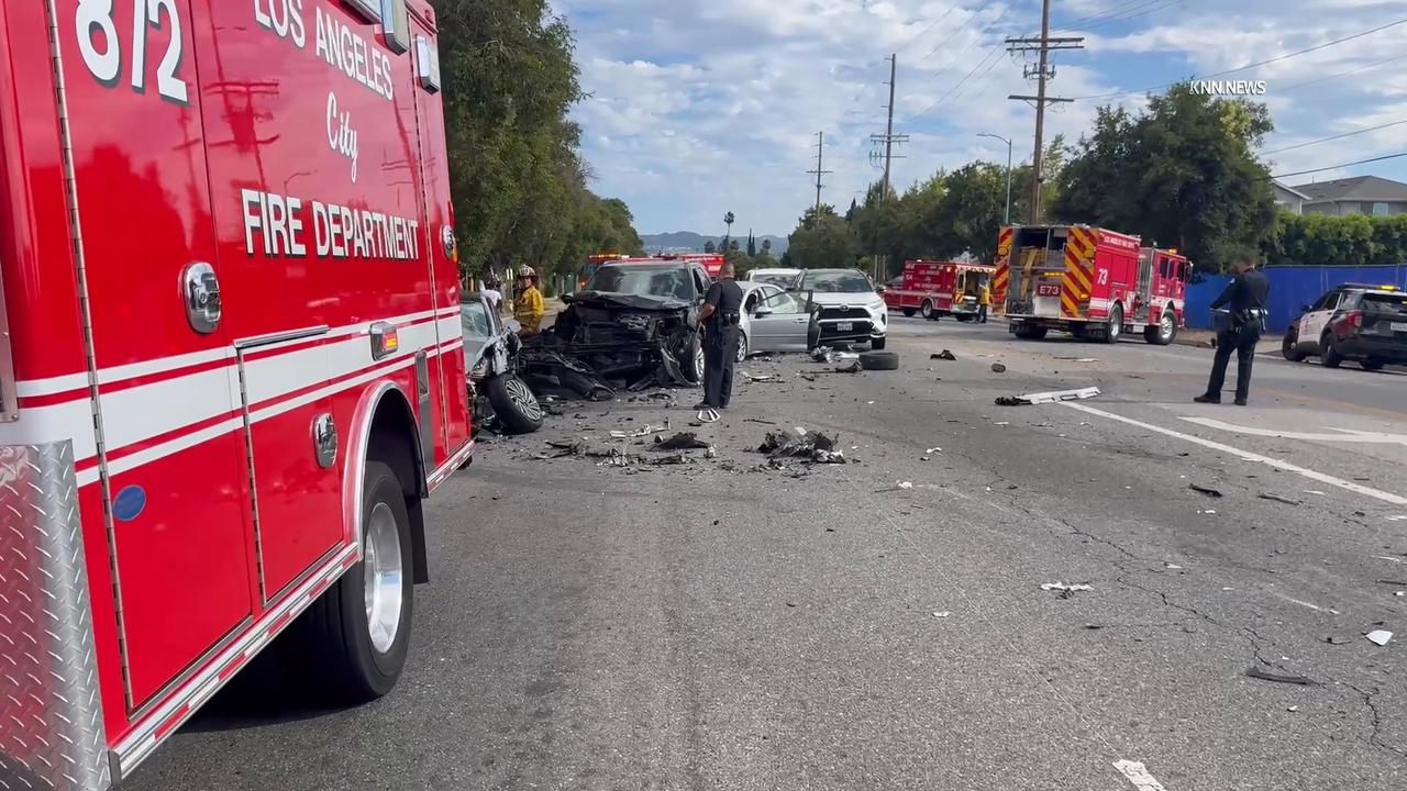 Video thumbnail for US, Los Angeles: Reseda Five-Vehicle Crash Leaves Multiple Injured.
