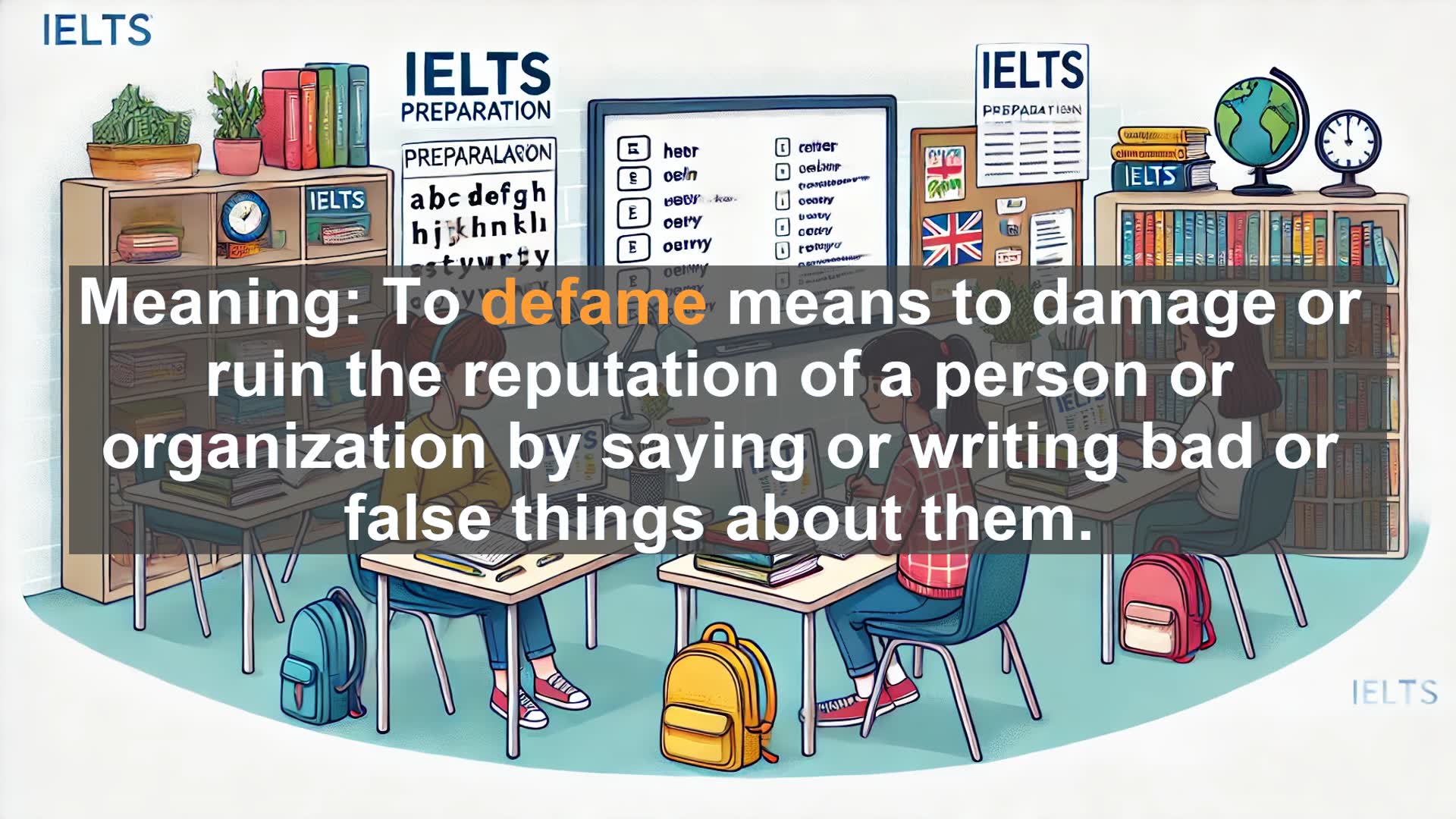 'Video thumbnail for 5000 Must Know IELTS 8.0 Vocabulary - Understanding 'Defame': Key Vocabulary for IELTS Success'