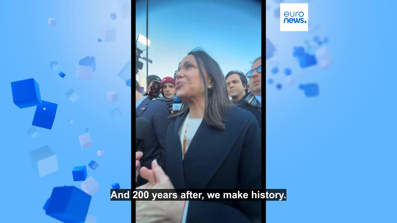 Video thumbnail for Venezuela’s Machado presents Trump with her Nobel Peace Prize during White House meeting