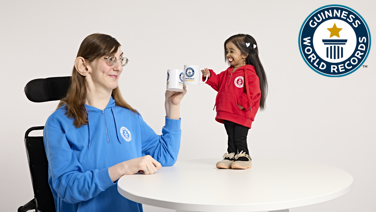 'Video thumbnail for Tallest woman in the world meets the shortest woman'