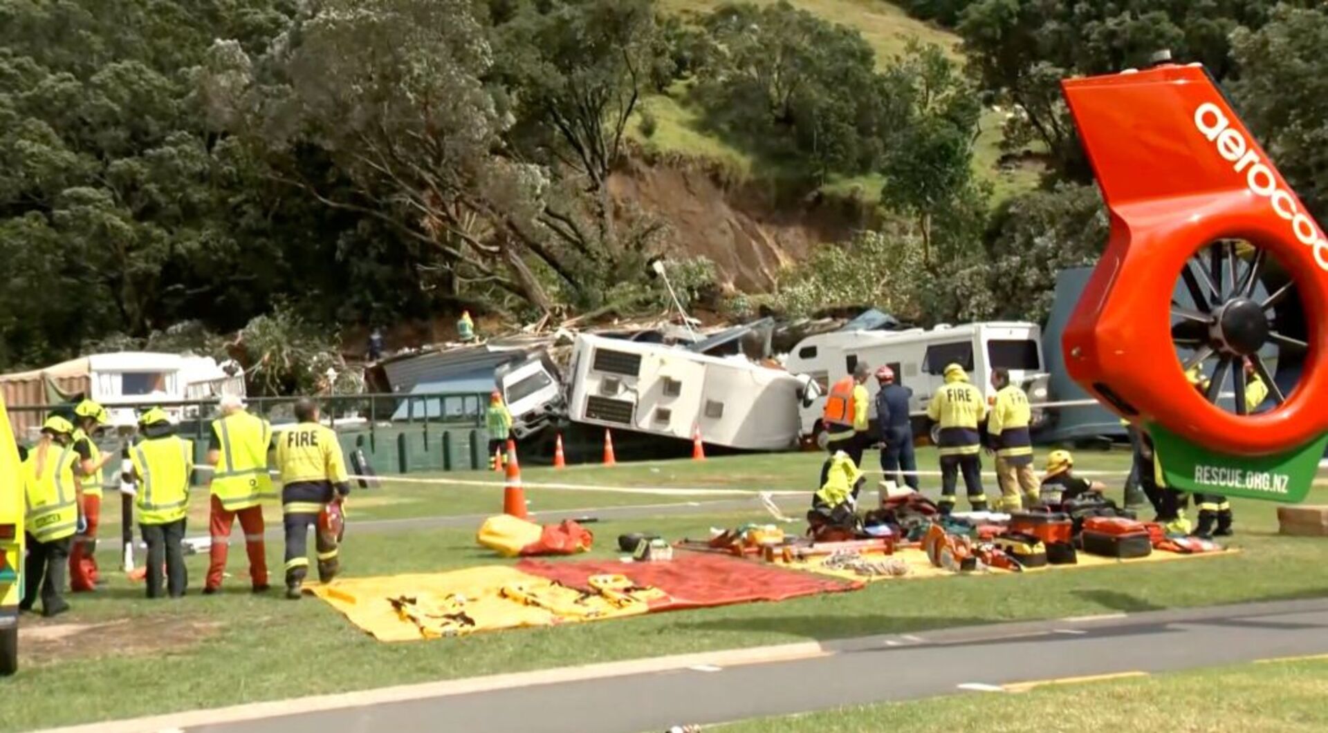 Rescuers search for survivors after landslide at New Zealand campsite