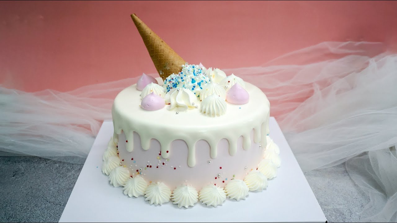 'Video thumbnail for Unique cream drip cake decoration with strange style for birthday anniversary'