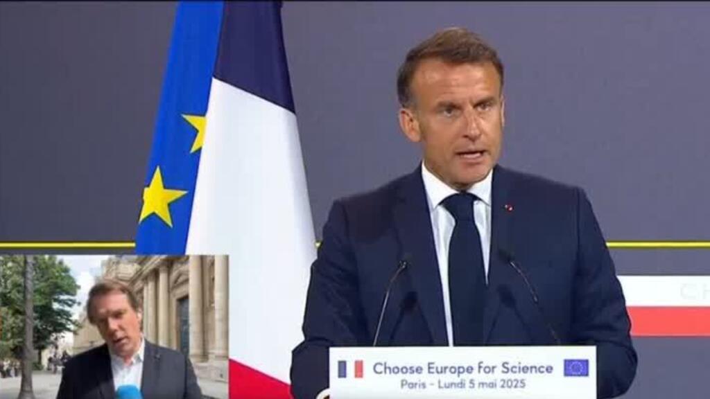 Video thumbnail for Macron calls US science policy under Trump a mistake