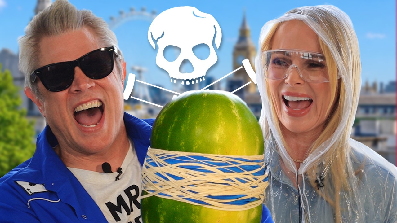 Video thumbnail for Johnny Knoxville and Amanda Holden blow up a watermelon