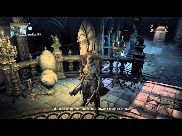 Video thumbnail for Bloodborne - Cathedral Ward: Arianna Oedon Chapel Chat (Blood of Arianna & Curtsy Gesture Acquired)