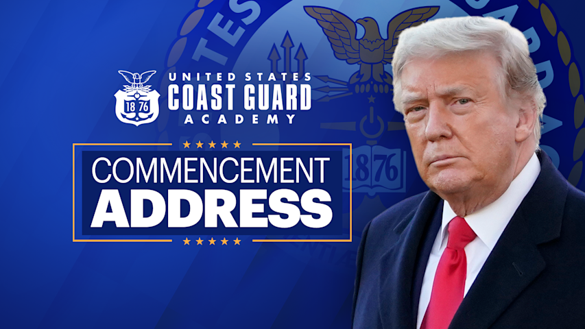 Video thumbnail for President Trump to deliver keynote address at Coast Guard Academy graduation