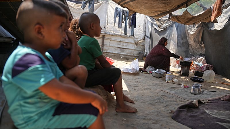 Video thumbnail for Displaced Palestinians in Gaza struggle with lack of basic supplies