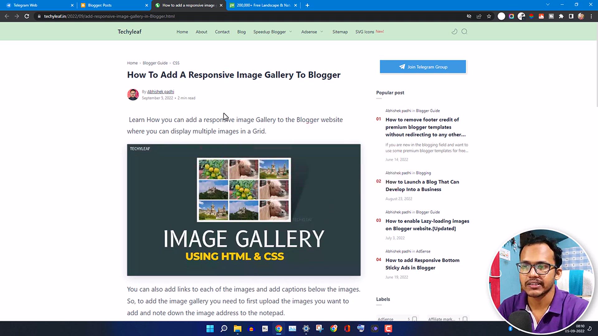 'Video thumbnail for How to Add an Image Gallery in Blogger Using HTML & CSS (Responsive)'