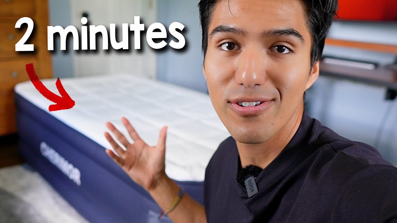 Video thumbnail for Cherimor Inflatable Twin Mattress ith Built-in Pump and Quilted Mattress Topper Setup & Testing