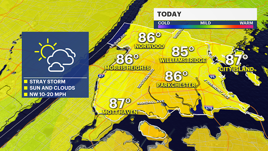 Video thumbnail for Muggy & Warm Thursday in The Bronx; cool down for the weekend