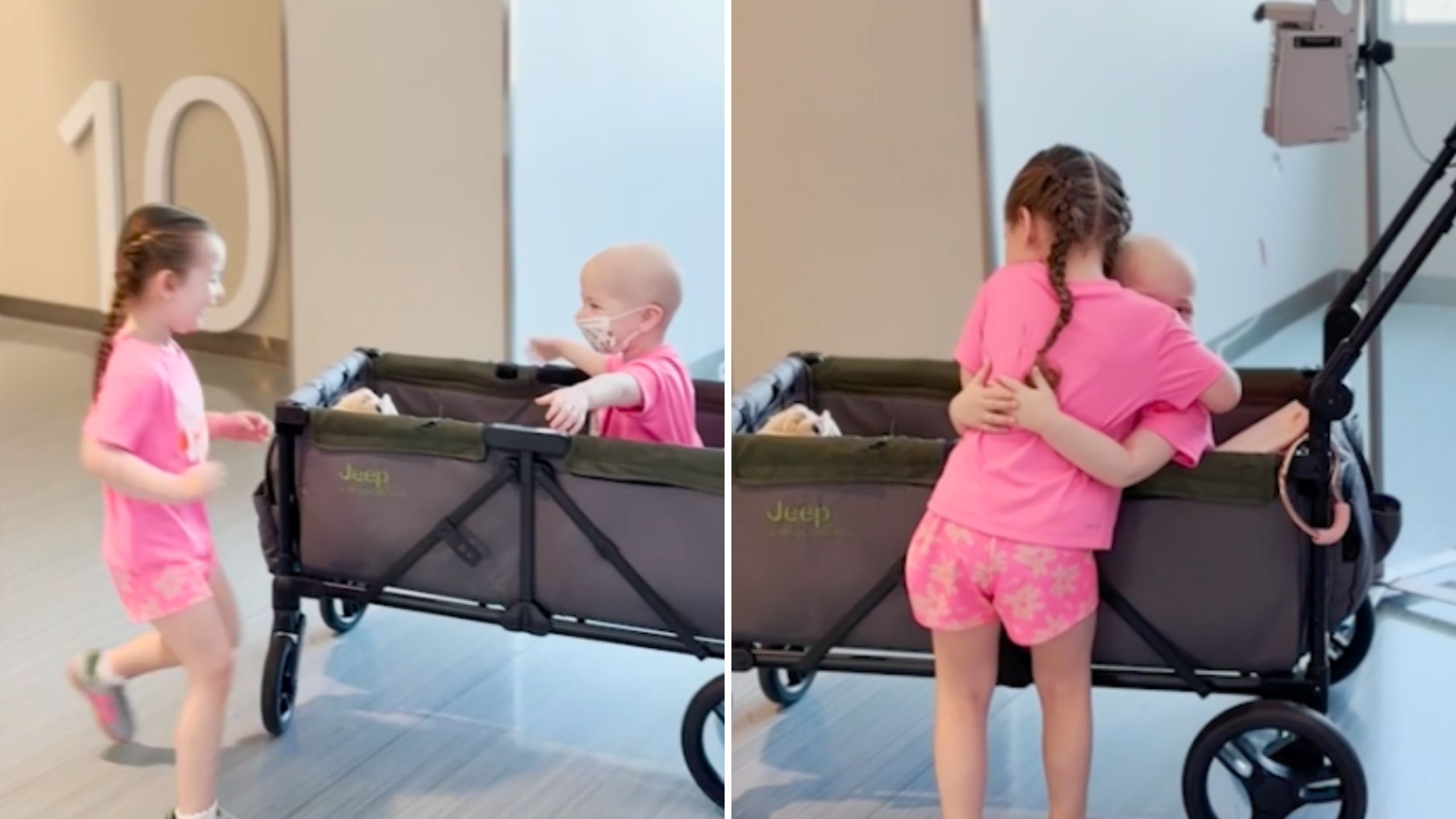 Video thumbnail for Three-Year-Old Reunites With Twin Sister After Chemo Separation