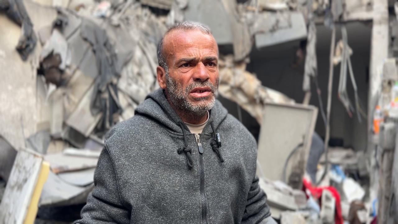 Video thumbnail for Palestinians inspect the site, a day after of an Israeli strike at the Shati refugee camp (Beach) in Gaza City.