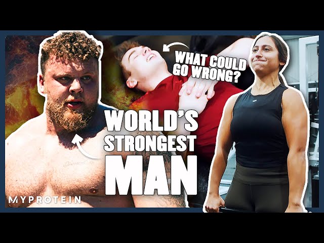 Video thumbnail for Normal people try the World's Strongest Man's workout with no practice | Myprotein