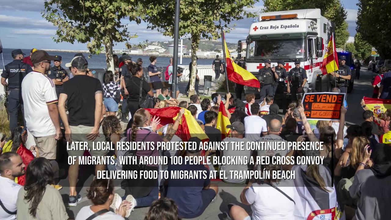 Video thumbnail for Ceuta Protests Turn Violent as Residents Block Red Cross Aid to Migrants.