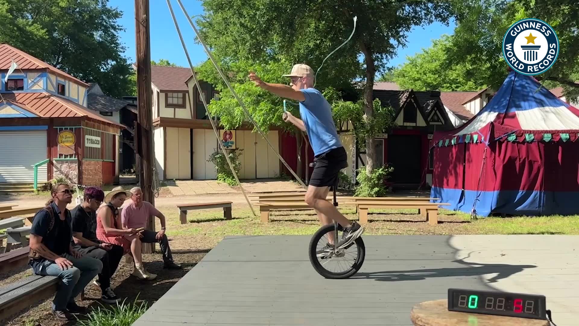 Video thumbnail for Most whip cracks whilst on a unicycle in one minute - 228 by Adam Winrich