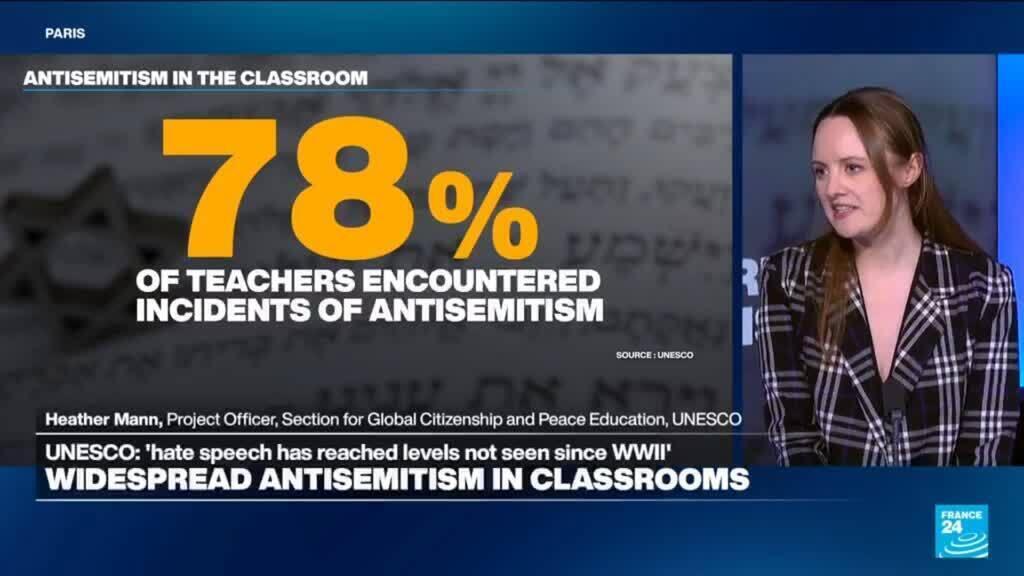 Video thumbnail for UNESCO warns of alarming rise in antisemitism and Holocaust denial in classrooms across the EU