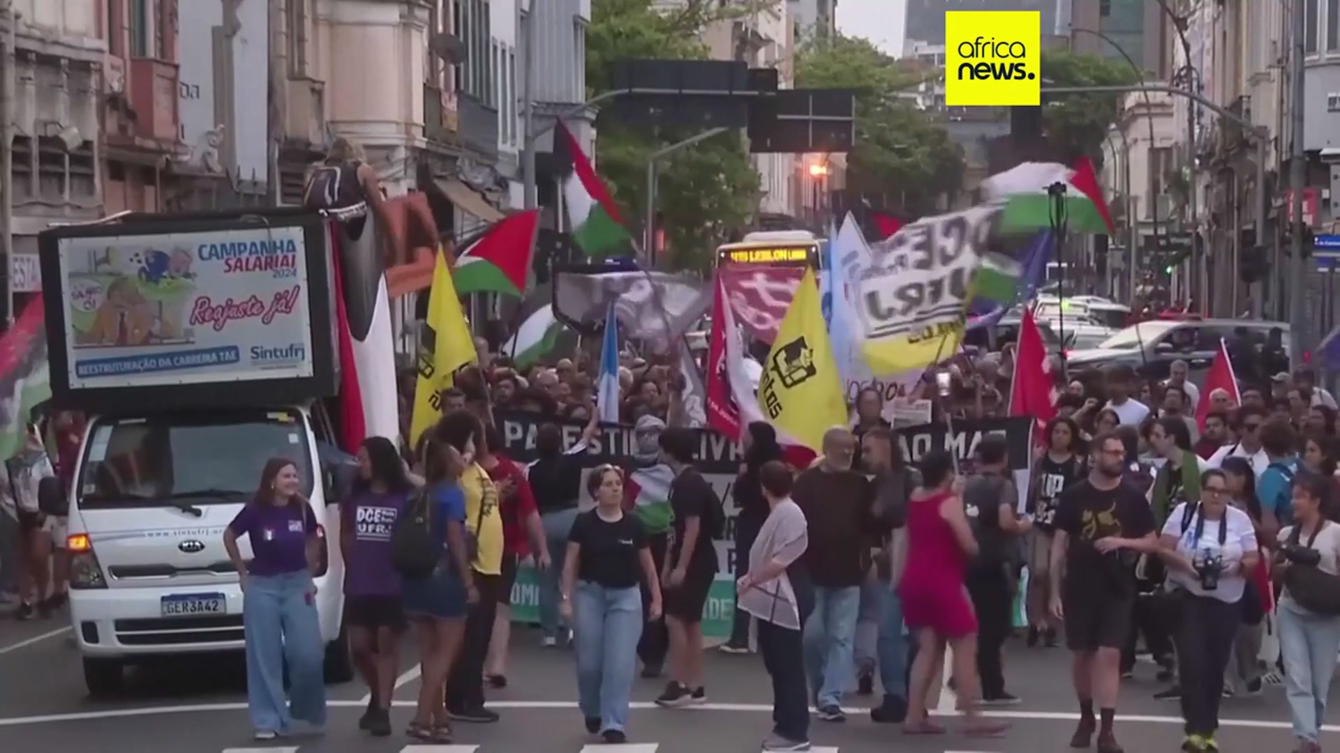 'Video thumbnail for Global rallies condemn Israeli interception of Gaza Flotilla'