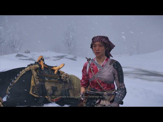 Video thumbnail for Ghost of Yotei - Teshio Ridge: Ran Joins Atsu's Camp | Secrets of The Heart Job | Buy Scalding Spear