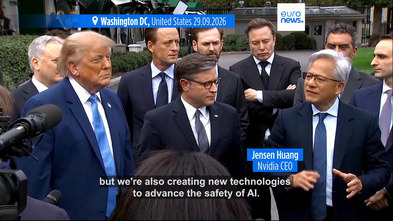 Video thumbnail for Top AI and tech firms sign 'morally binding' accord to 'self-police' development after meeting at White House