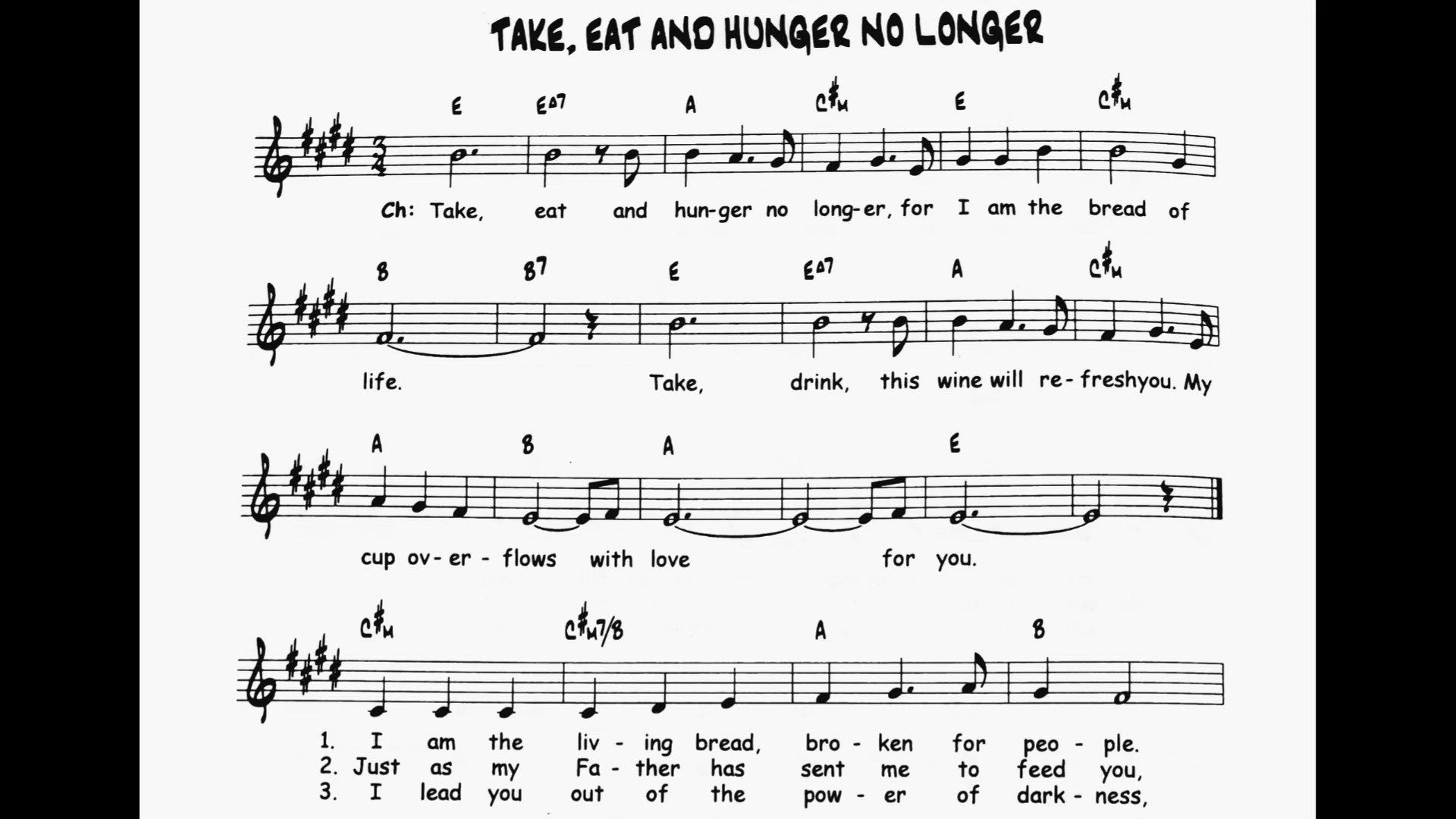'Video thumbnail for Take Eat and Hunger no Longer - Catholic Sheet Music'