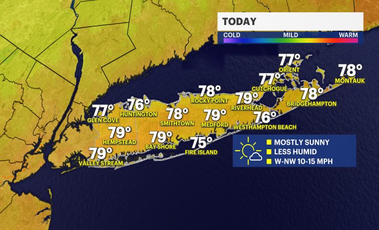 Video thumbnail for Less humid to start the workweek for Long Island