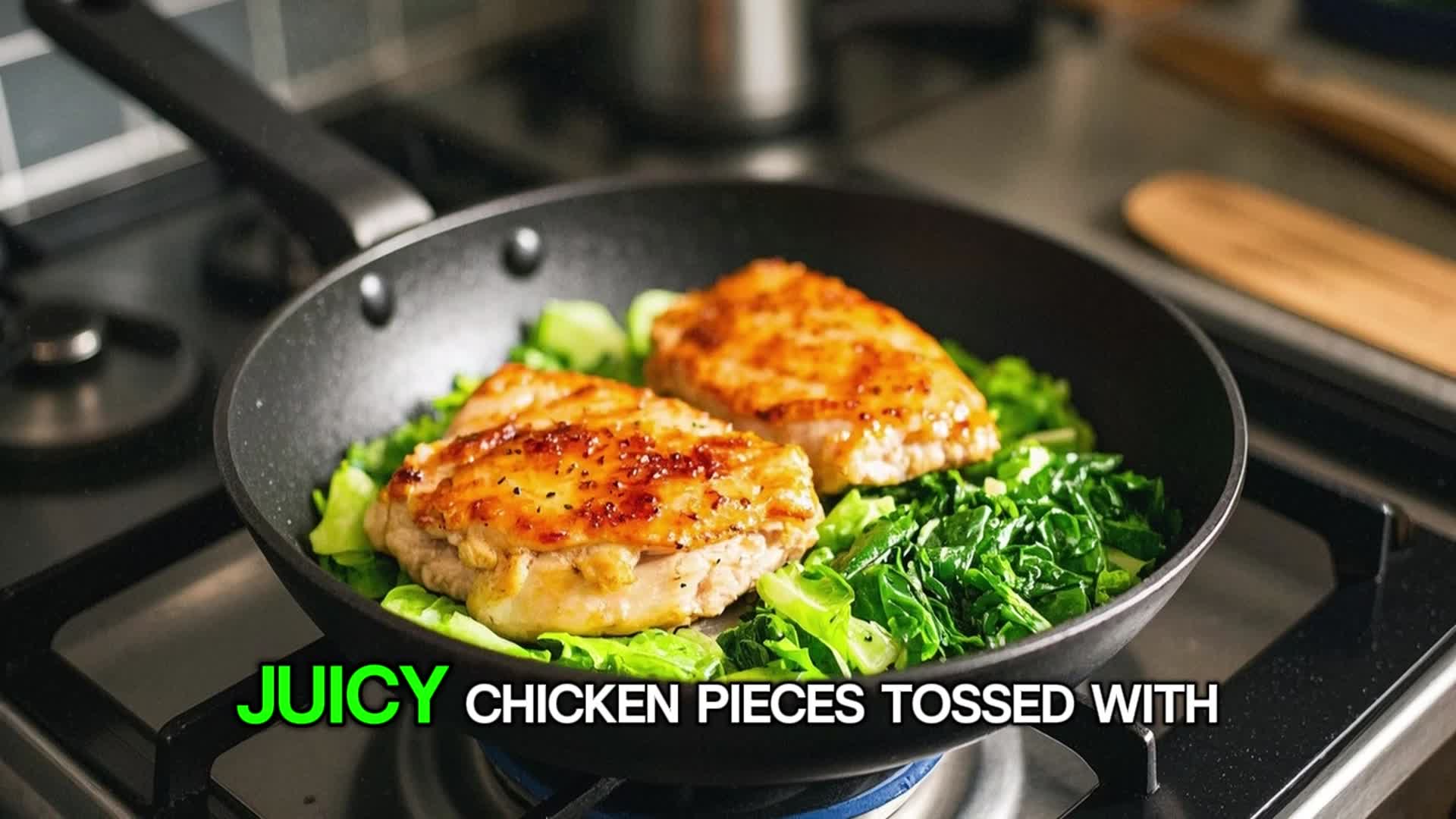 Video thumbnail for Sautéed Garlic Cabbage with Tender Chicken