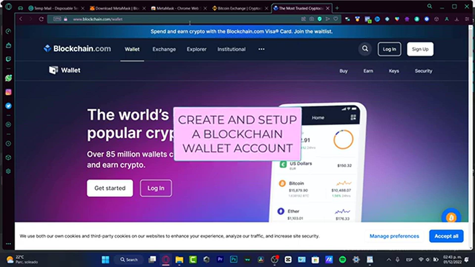 Video thumbnail for How to Register & Set Up a BLOCKCHAIN ​​WALLET (Step by Step) Create an Account on Blockchain