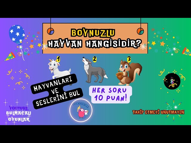 Video thumbnail for Hayvanları ve Seslerini Bul Şampiyon Sen Ol! - BULMACALI OYUNLAR #bulmacaoyunları #eğlence