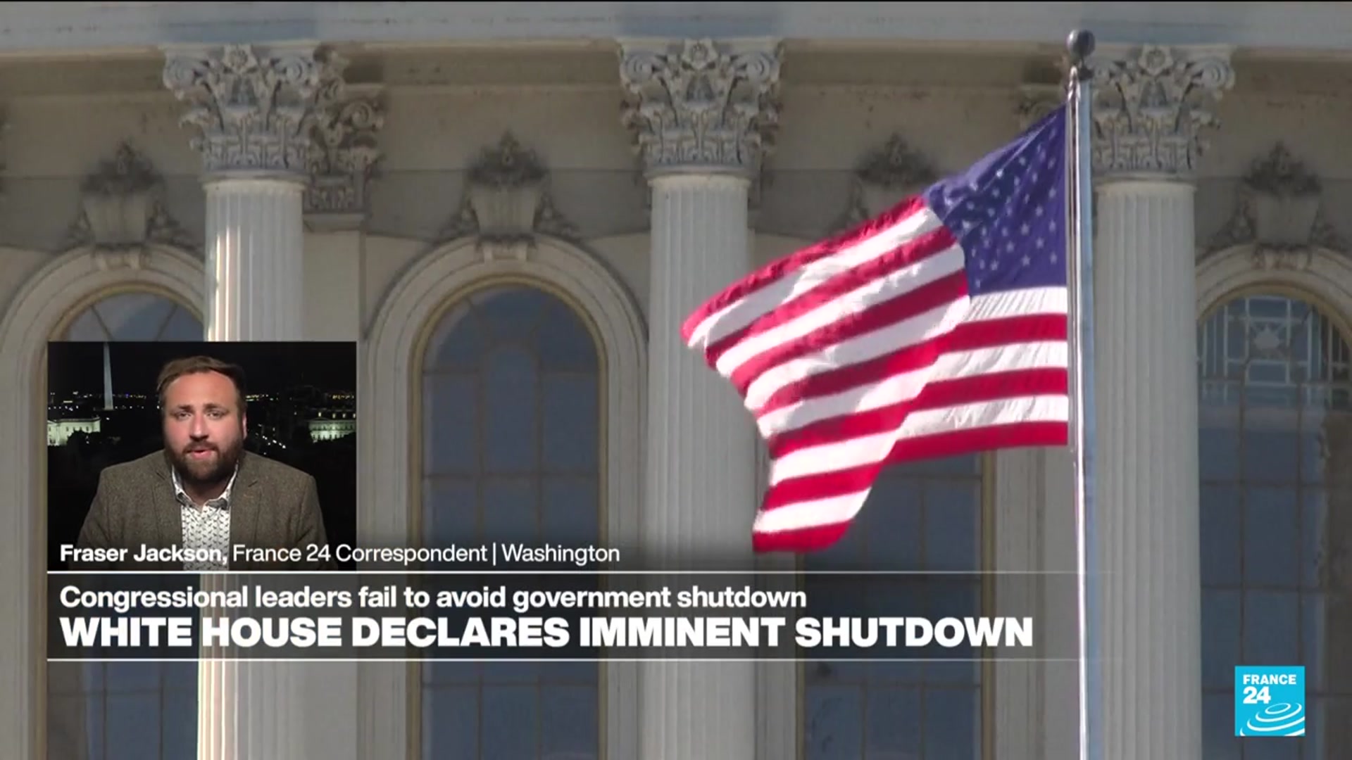 'Video thumbnail for US government nears first shutdown in nearly 7 years amid partisan standoff'