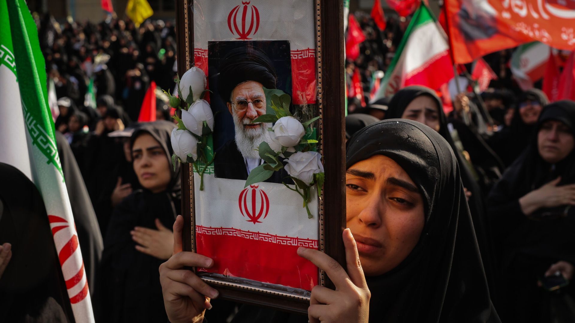 Video thumbnail for Huge crowds pour into Tehran for funeral ceremonies for Iran’s slain leader Ali Khamenei