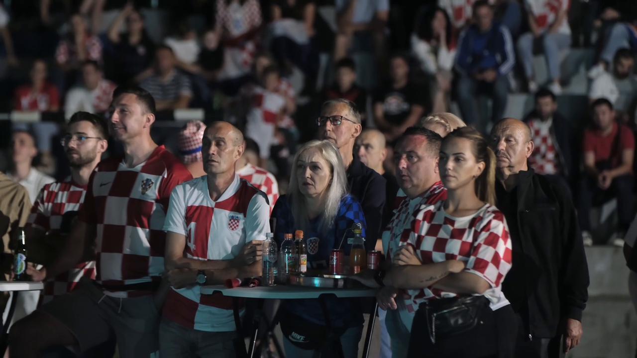 Video thumbnail for Bosnia and Herzegovina: Croatia fans gather in Bosnia to watch World Cup match against England.