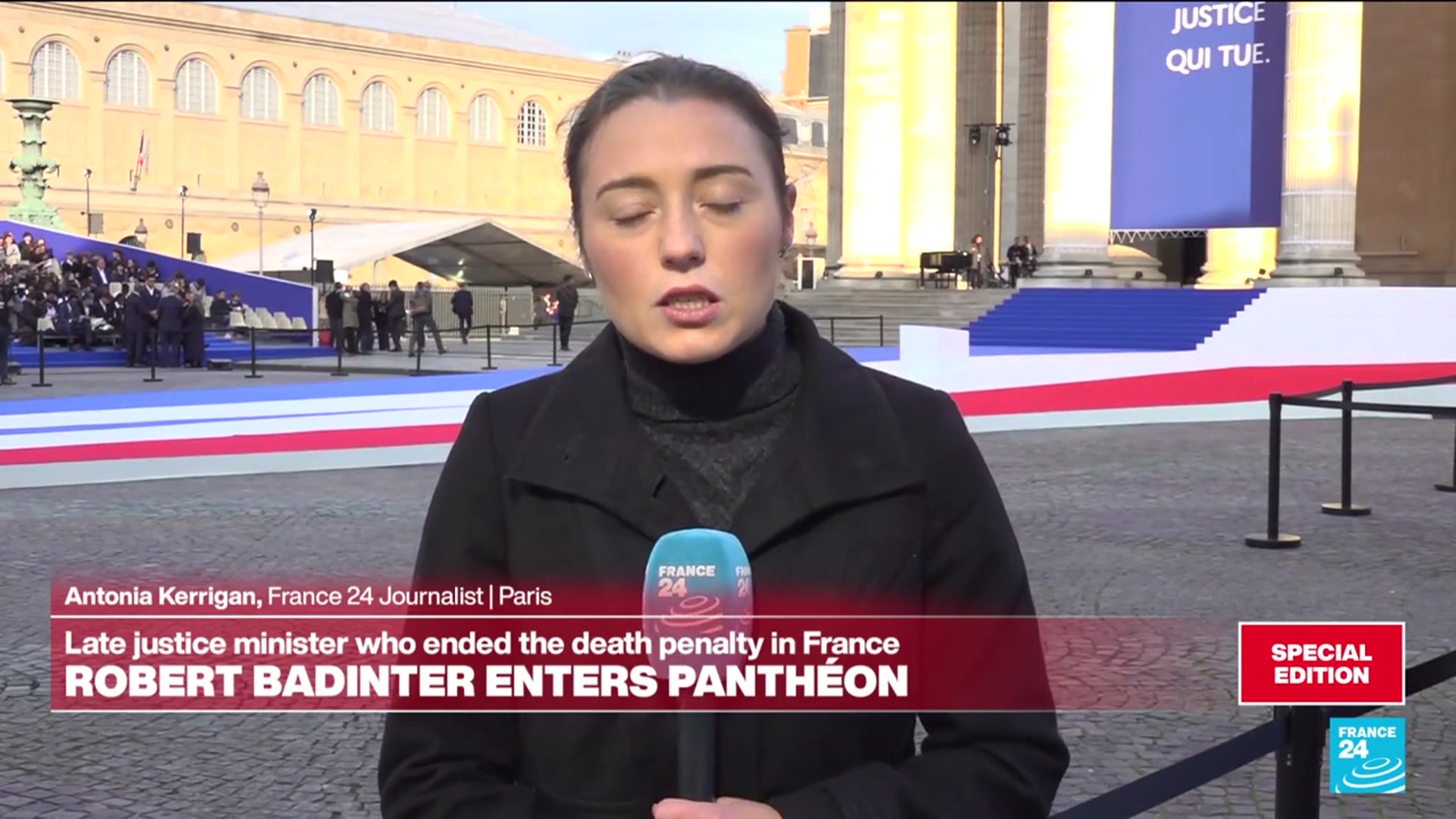 'Video thumbnail for Paris pays homage to late justice minister Robert Badinter as he enters the Panthéon'